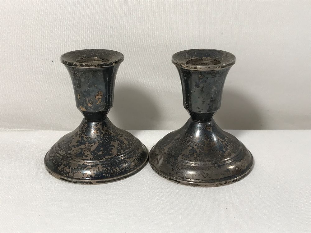 Lot 250: Sterling Candlesticks- Pair