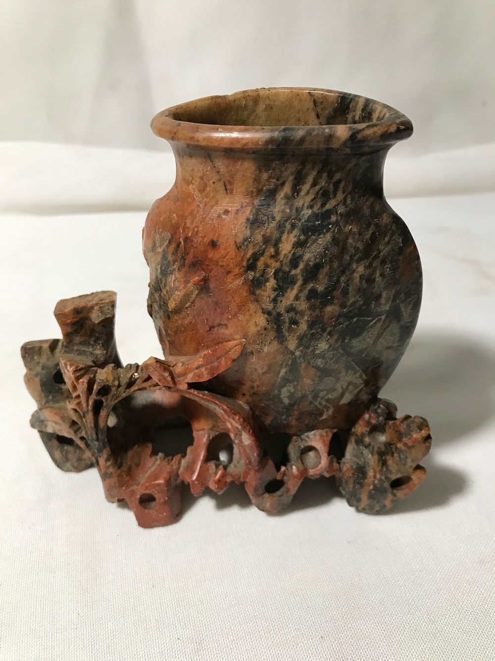 Lot 79: Soapstone Vase w/ Flower Carving