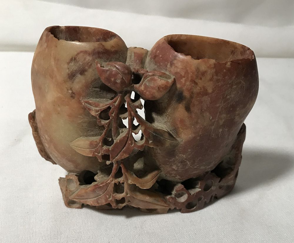 Lot 80: Soapstone Vases w/ Flowers