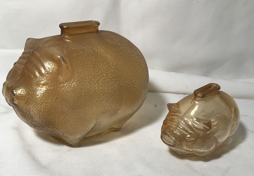 Lot 90: Carnival Glass Piggy Banks (2)