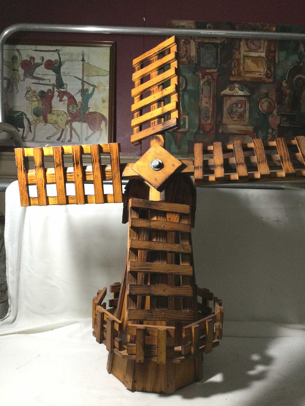 Lot 196: Wood Windmill Garden Decor