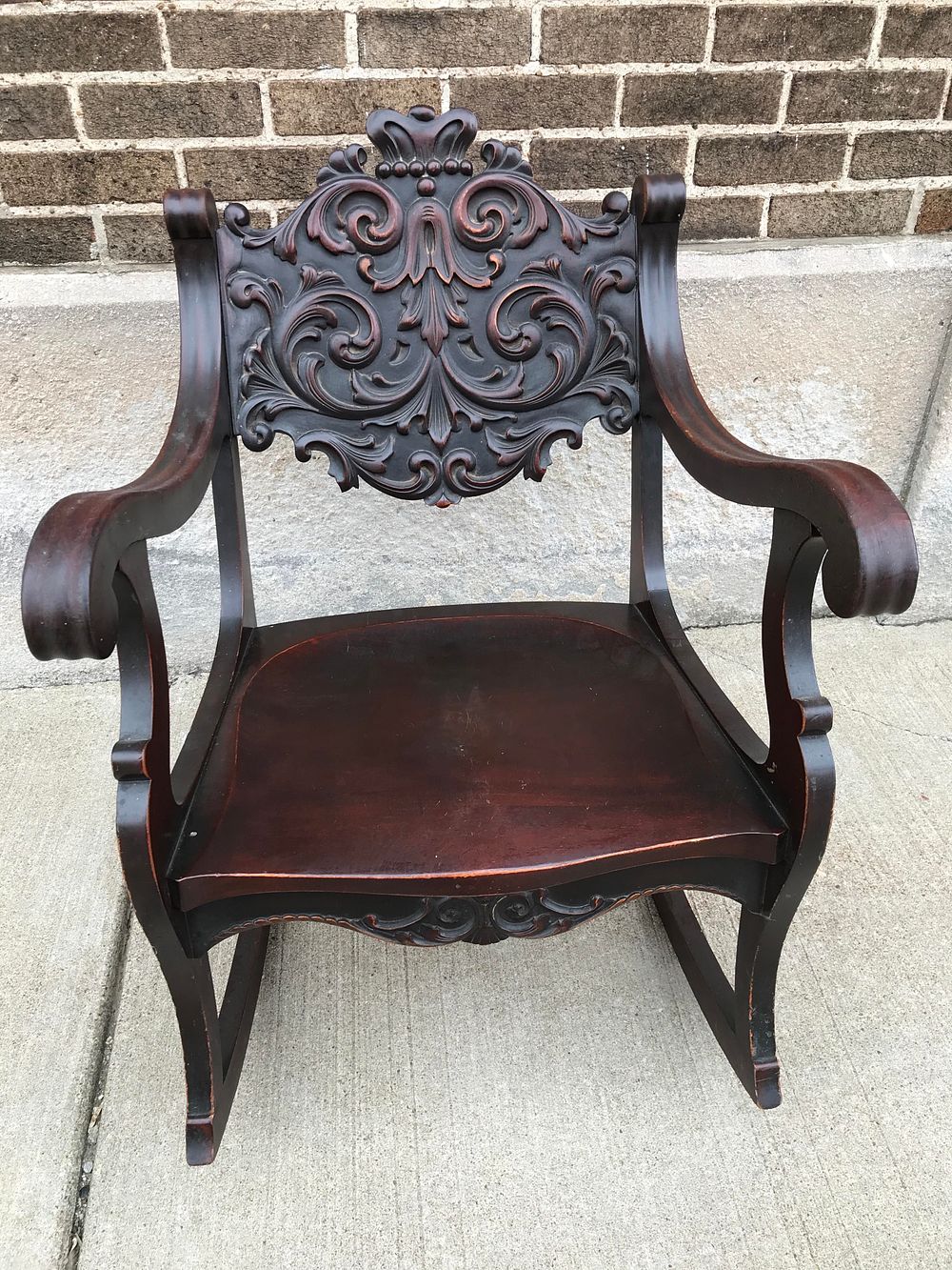 Lot 197: Ornate Wood Victorian Rocking Chair