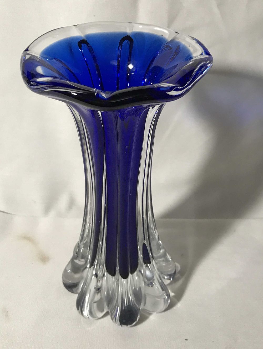 Lot 205: Cobalt Blue Glass 10 inch Vase - Solid & Heavy