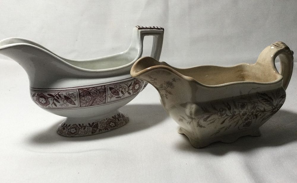 Lot 216: Vintage Gravy Boats w/ Floral Motif