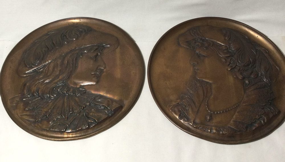 Lot 233: Copper French Wall Plaques - French Aristocrats