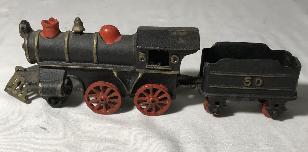 Lot 179: Vintage Cast-iron Train Engine & Coal Car