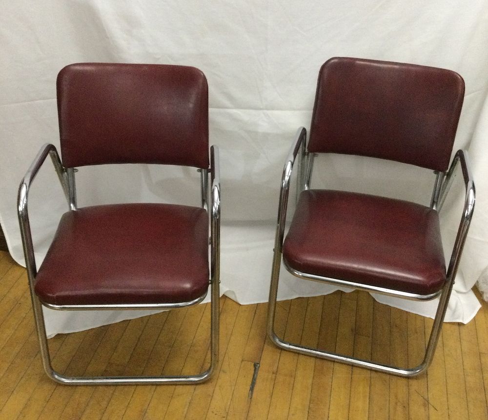 Lot 116: MCM Chrome Chairs with Red Vinyl