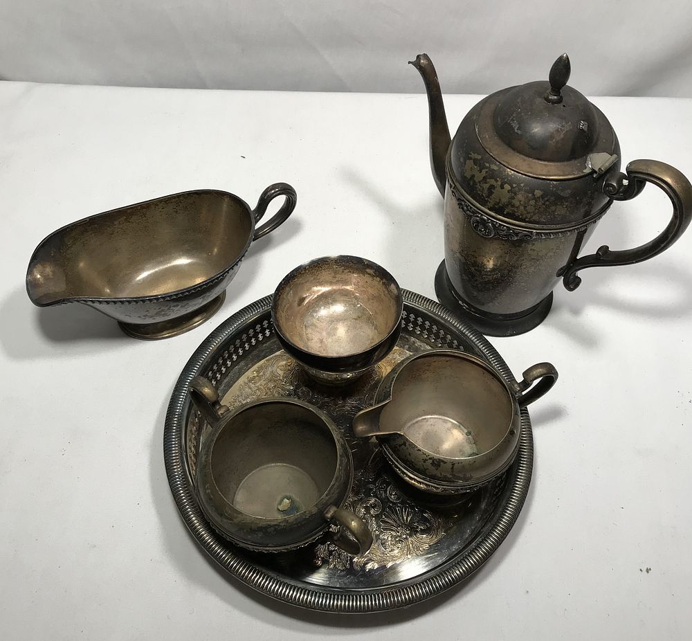 Lot 163: Silverplate Tea Set
