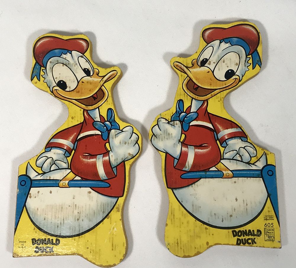 Lot 270: Fisher Price Donald Duck Cart 605 Litho Wood