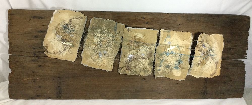 Lot 1237: Mixed Media Art Canvas & Wood