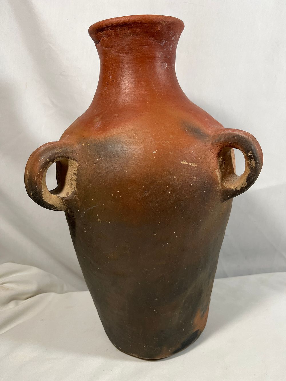 Lot 1251: Large Pottery Vase w/ 3 Handles