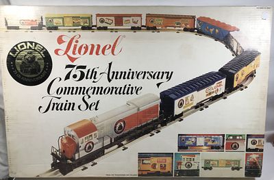 Lionel 75th Anniversary Commemorative Train Set. In org box, includes everything pictured