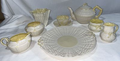 Beleek Dish Collection- Very Good Condition. Includes Limpet Shell Design Teapot with lid, 9 