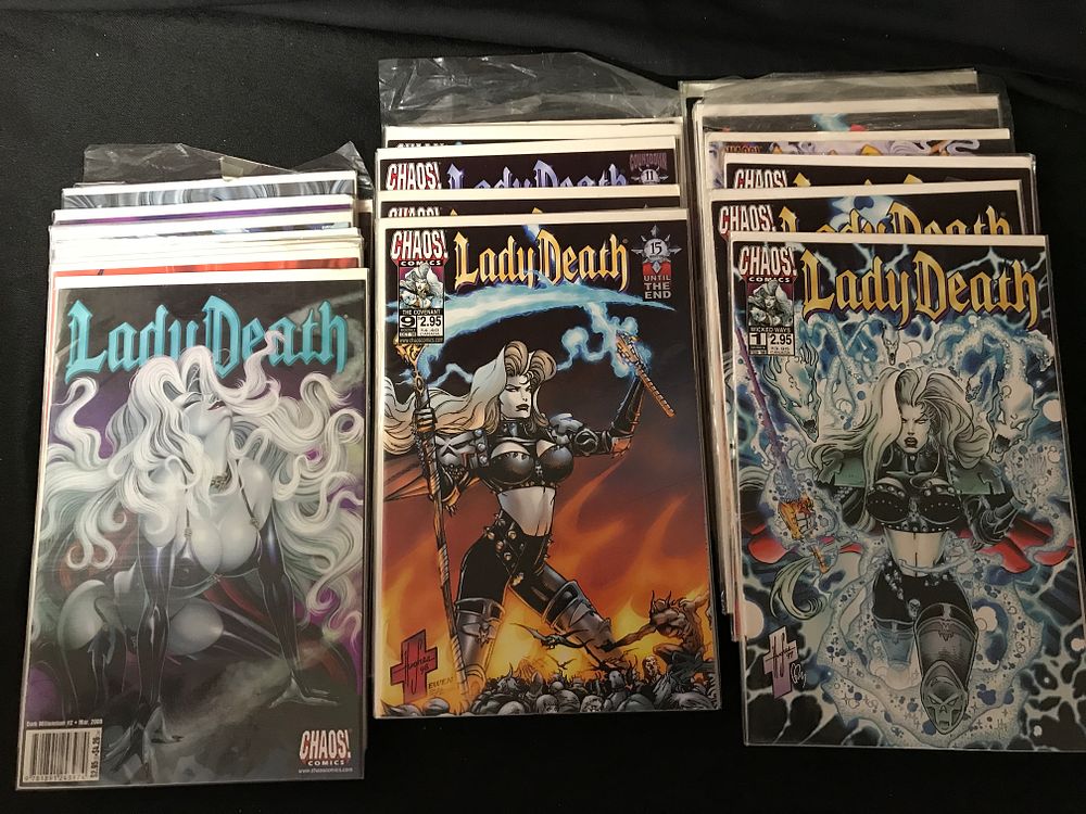 Lot 292: Lady Death Large Comic Book Collection