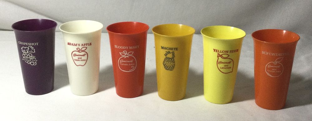 Lot 312: Vintage Smirnoff Drink Cups w/ Drink Mix Recipes