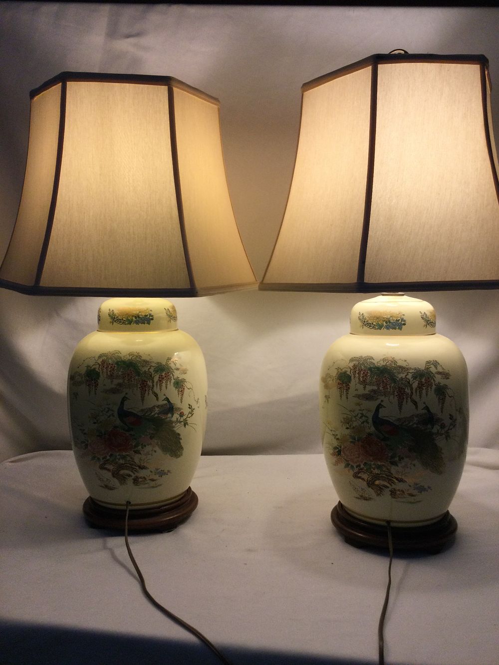 Lot 345: Chinese Style Porcelain Ginger Jar Lamps (pair)