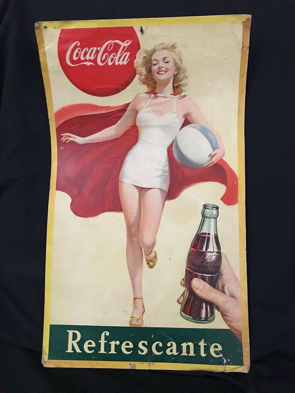 Lot 345a: Early Coca-Cola Advertising Poster on Cardboard