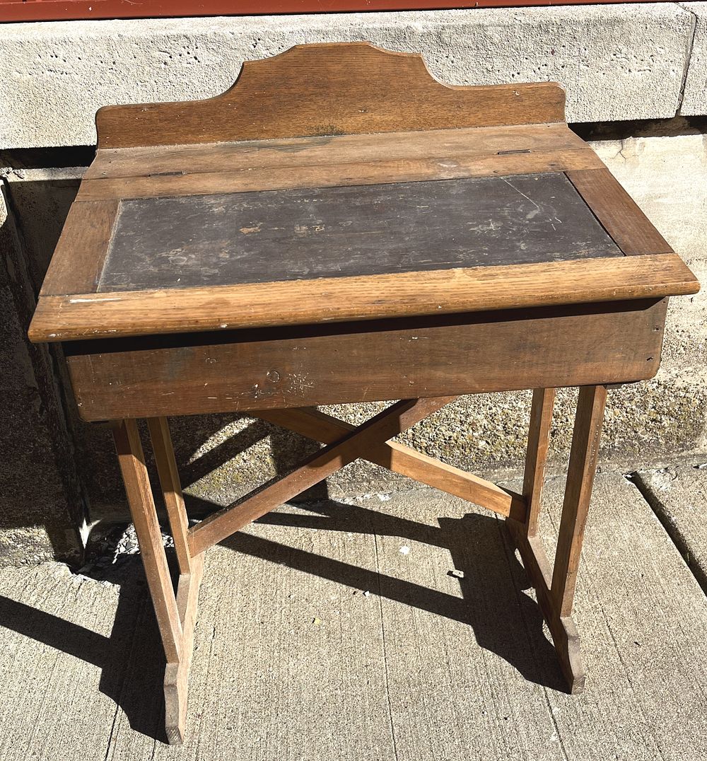 Lot 506: Early Wooden School Desk