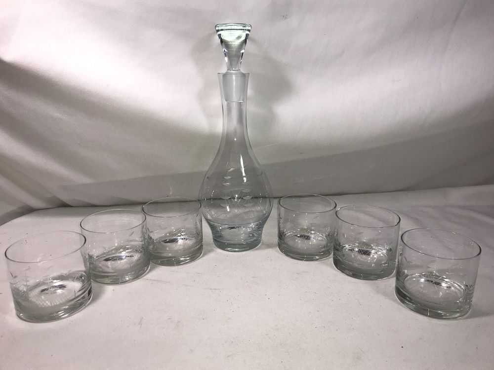 Lot 369: Nautical Theme Decanter & 6 Glasses