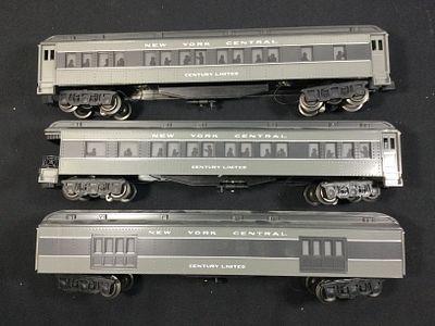 NY Central Century Limited 3 Car Collection. O gauge, no boxes, all in very good condition