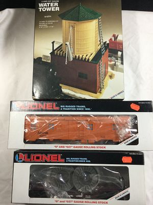 Lionel Big Rugged Trains Collection. Includes water tower 12711, Amtrak bunk car with lighted 