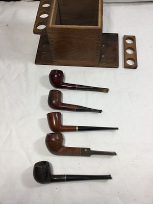 Briar Pipes with Pipe Stand - 5 pipes. Types including Duke Dr Grabow, Kaywoodie supergrain 