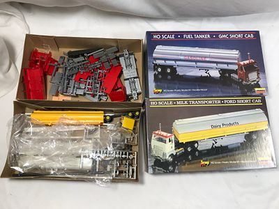 HO Scale Tankers (2) Gasoline & Dairy. Both in original boxes, includes everything pictured