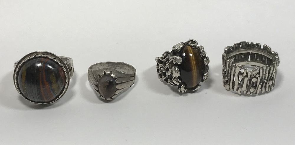 Lot 176: Sterling Rings (4) Including Tigers Eye