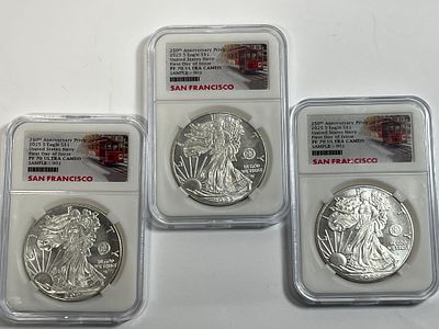 Silver Eagle 250 Privy Navy MS 70 (3). 250th anniversary privy, 2025 S Eagle