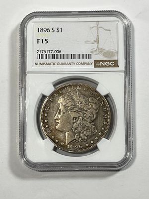 1896 S Morgan Dollar F15 Graded. NGC