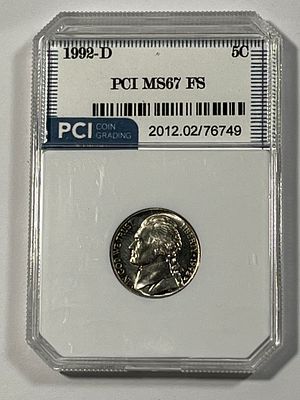 1992-D Nickel PCI MS67. PCI Coin Grading