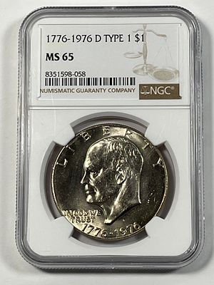 1976 D Type 1 Eisenhower Dollar. MS65 NGC