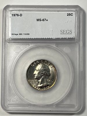 1976-D Bicentennial Quarter MS67+. SEGS