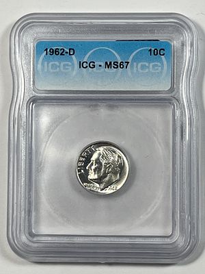 1962-D Eisenhower Dime MS67. ICG