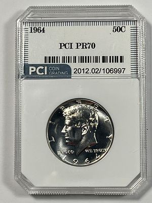 1964 Kennedy Half Dollar MS70. PCI graded, amazing coin!