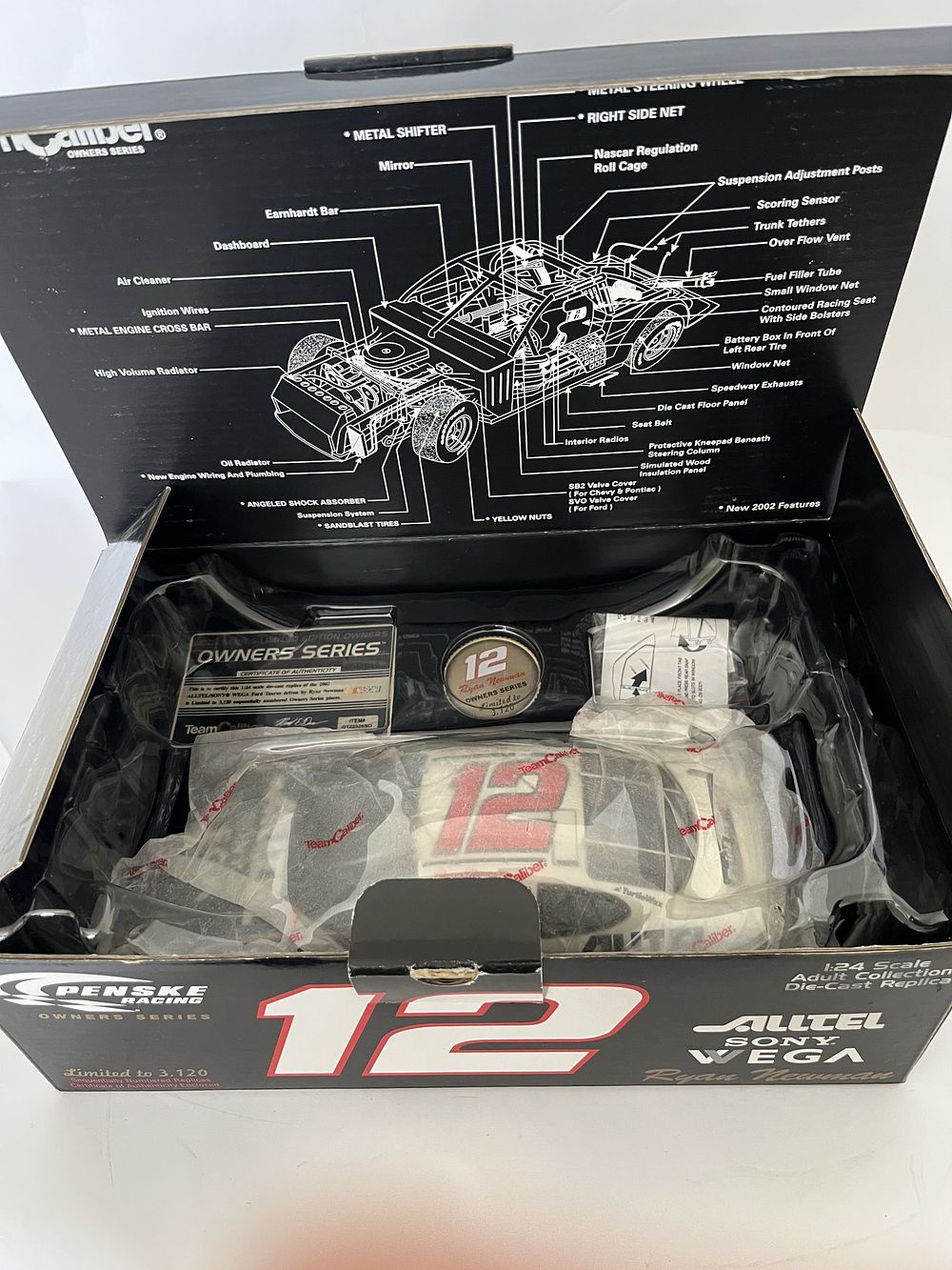 Lot 330i: Team Caliber Ryan Newman No. 12 Penske Racing Die-Cast Stock Car, 2002