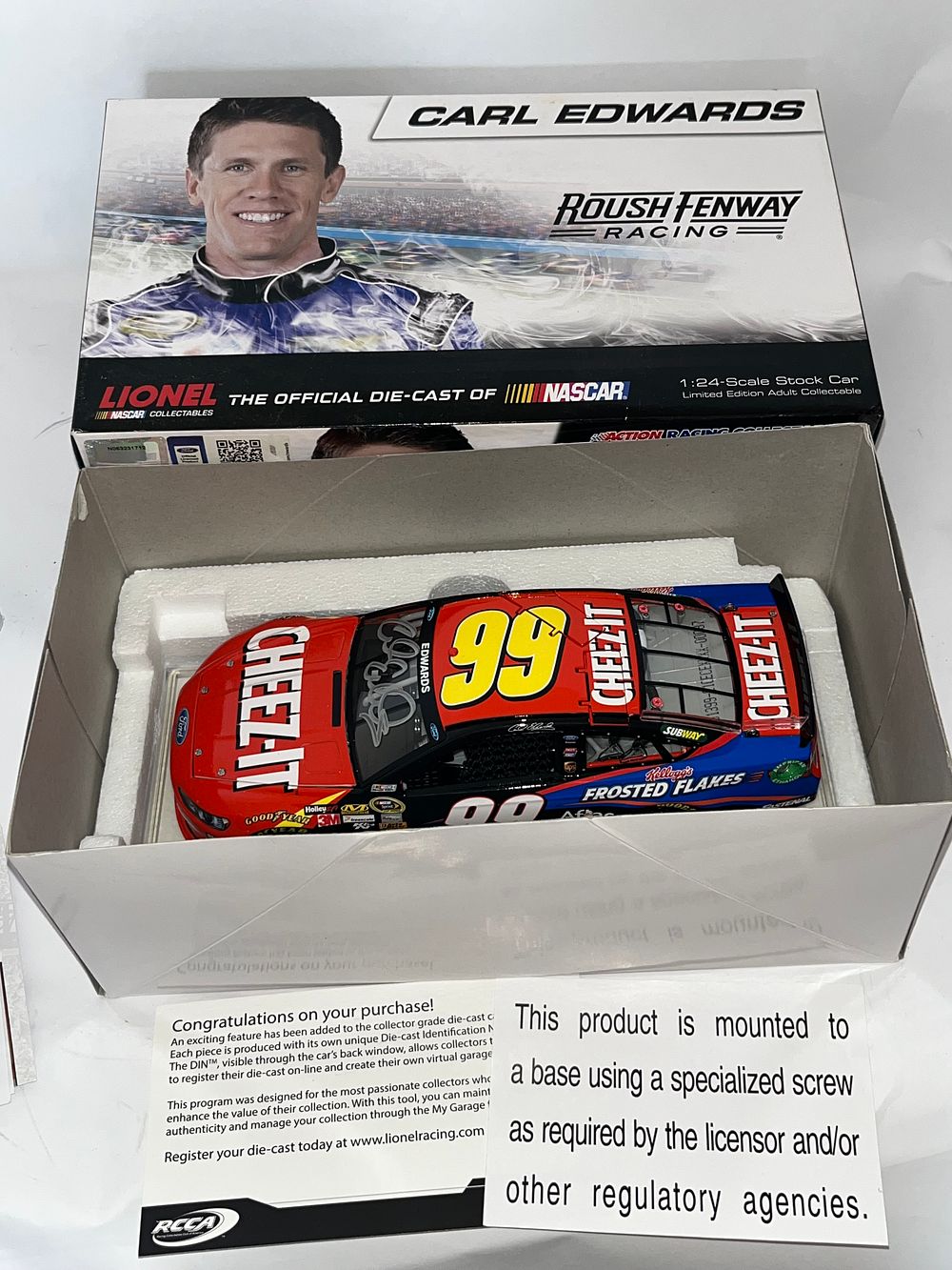 Lot 301b: Lionel Action Racing Carl Edwards #99 Cheez-It 2013 Ford Fusion Stock Car