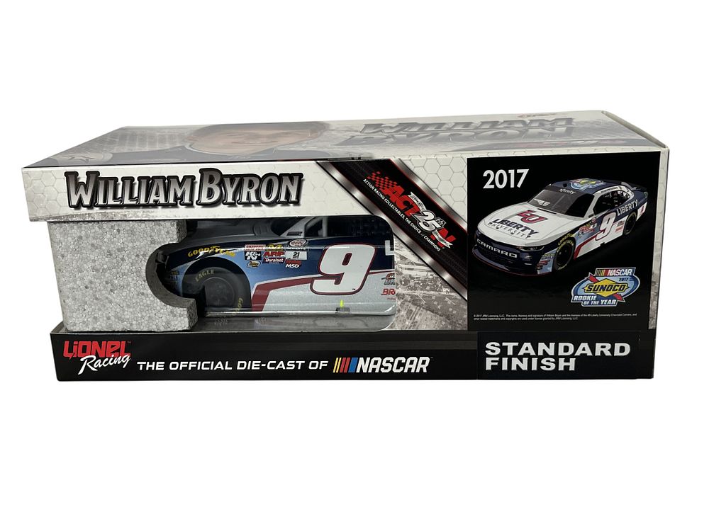 Lot 330m: Lionel Racing William Byron #9 Liberty University 2017 Chevrolet Camaro 1:24 Scale Die-Cast Model, Manufacturer Certified Autographed Edition