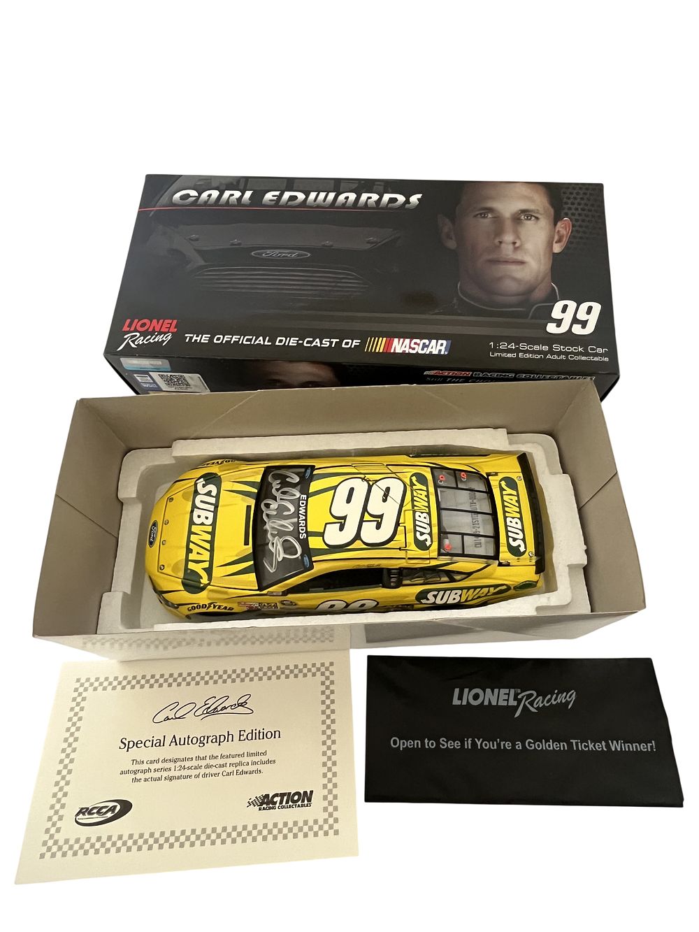 Lot 330s: Lionel Racing Carl Edwards #99 Subway 2014 Ford Fusion Autographed
