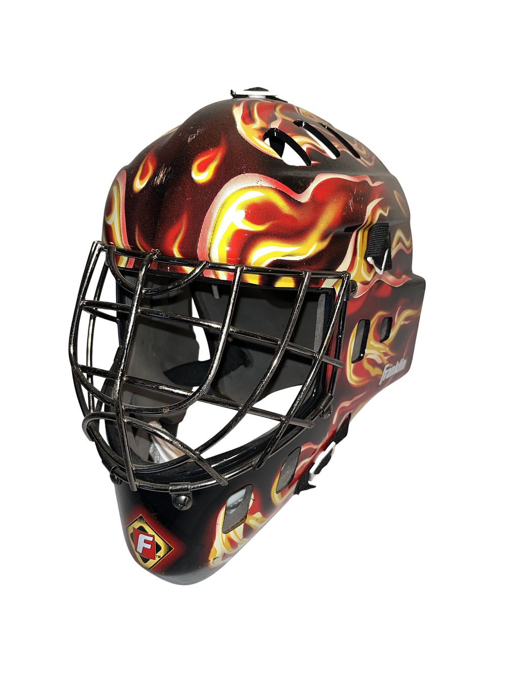 Lot 222: Franklin Sports NHL GFM Series Street Hockey Goalie Mask, Inferno Flames Graphic