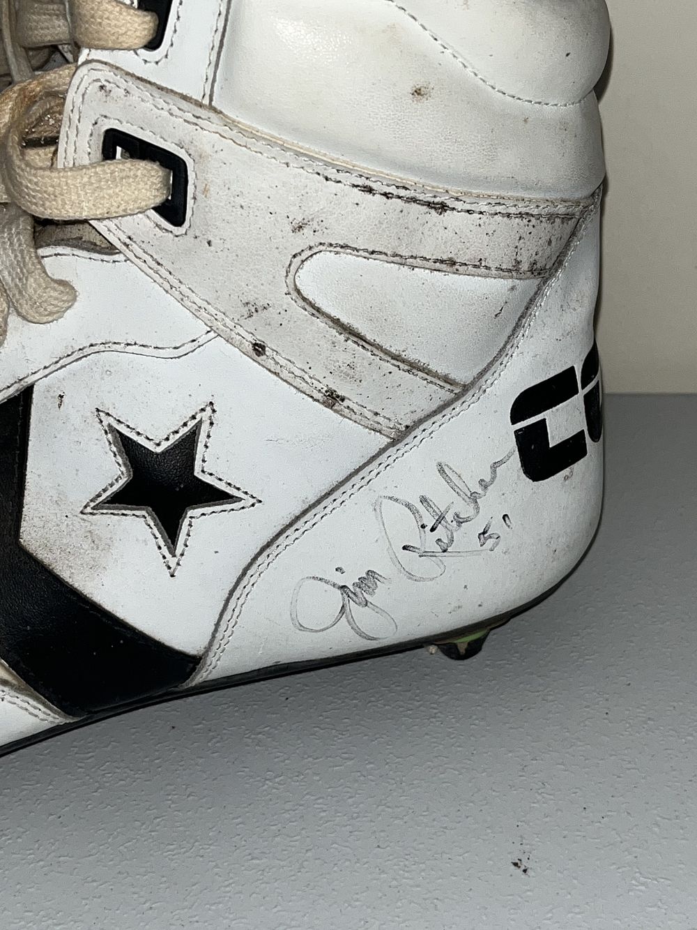 Lot 251b: Jim Ritcher Buffalo Bills Game-Used Signed Converse CONS Cleats