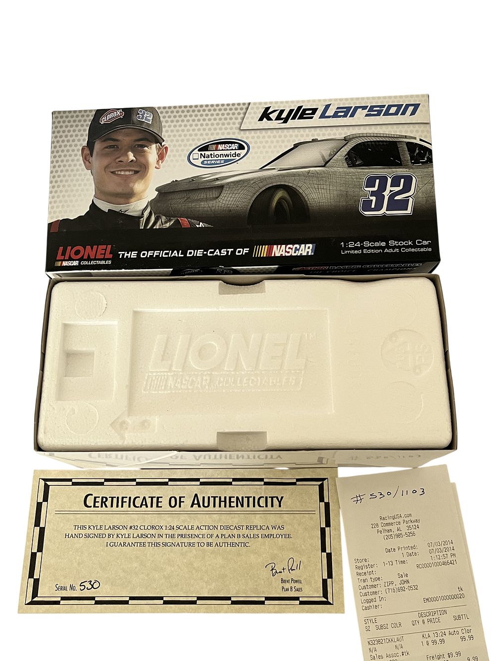 Lot 302b: Lionel Action Racing Collectables Kyle Larson #32 Clorox NASCAR Die-Cast Stock Car, Autographed, 2014
