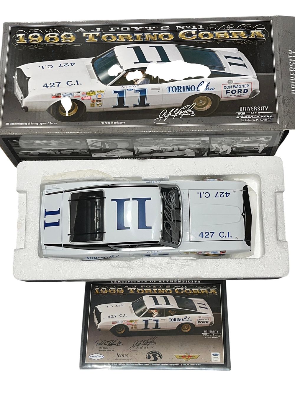 Lot 302g: University of Racing Legends A.J. Foyt Autographed 1969 Ford Torino Cobra COA Included