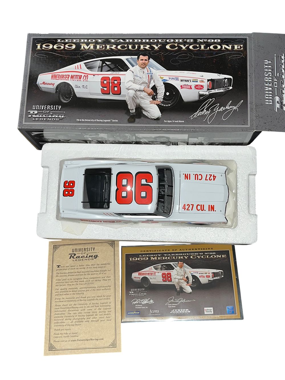 Lot 302i: LeeRoy Yarbrough 1969 Mercury Cyclone Autographed Die-Cast in org box