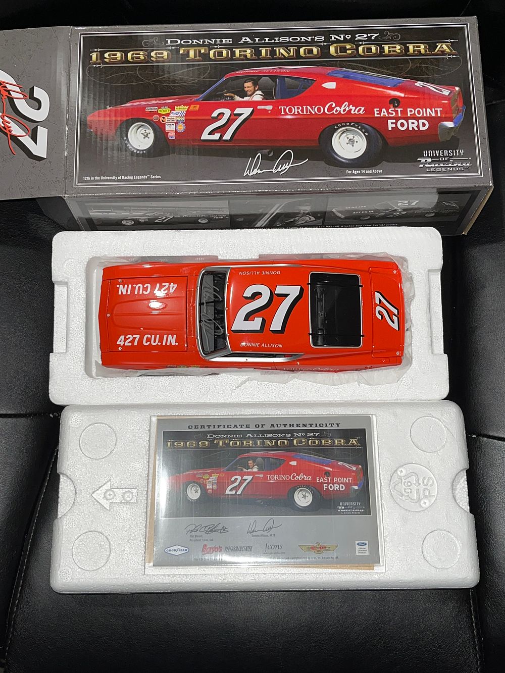 Lot 305b: University of Racing Legends 1:24 Scale 1969 Ford Torino Cobra Model Car, 2012, Autographed with COA