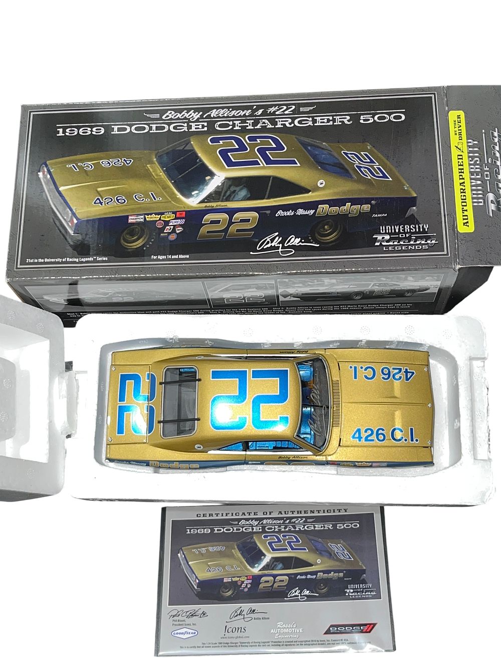 Lot 305d: University of Racing Legends Bobby Allison Autographed 1969 Dodge Charger 500
