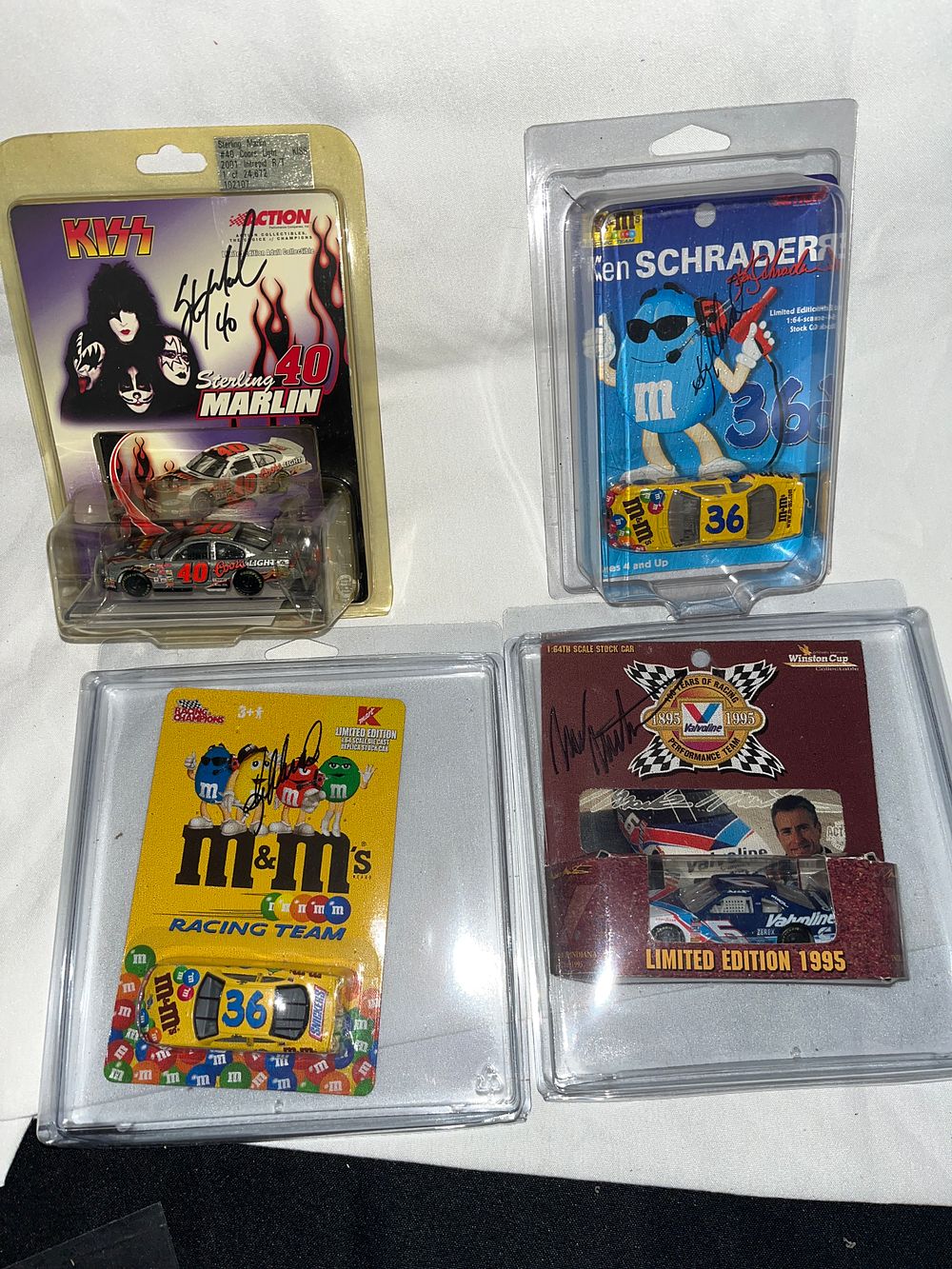 Lot 750: Action Racing Collectables and Racing Champions, Four Autographed 1:64 Scale NASCAR Die-Cast Models, 1995-2002