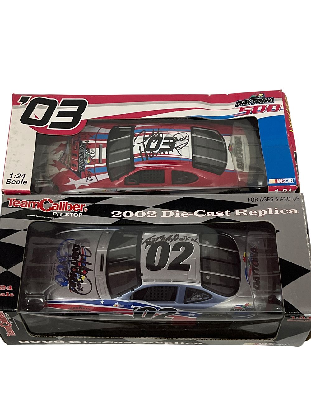 Lot 757: A Pair of TeamCaliber and NASCAR Licensed Daytona 500 Die-Cast Model Cars, 2002-2003