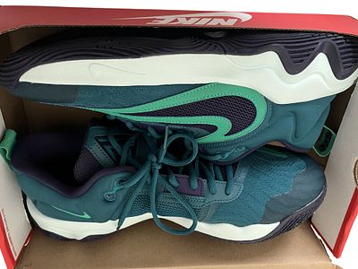 Nike Giannis Immortality 3 Basketball Sneakers, Synthetic Mesh, Geode Teal and Purple. Nike 