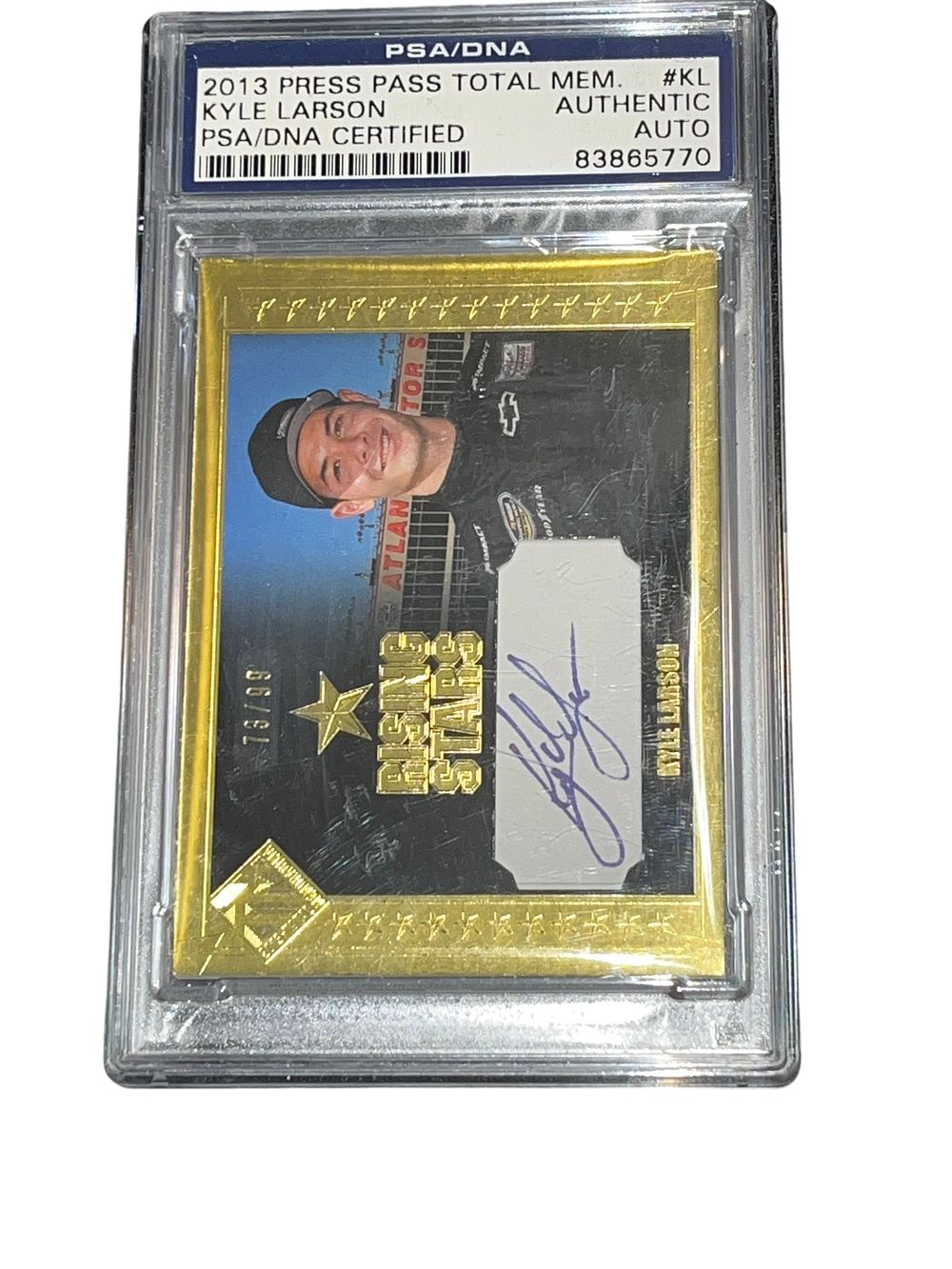 Lot 305h: 2013 Press Pass Total Memorabilia Kyle Larson Rising Stars Gold Autograph, PSA/DNA Authentic